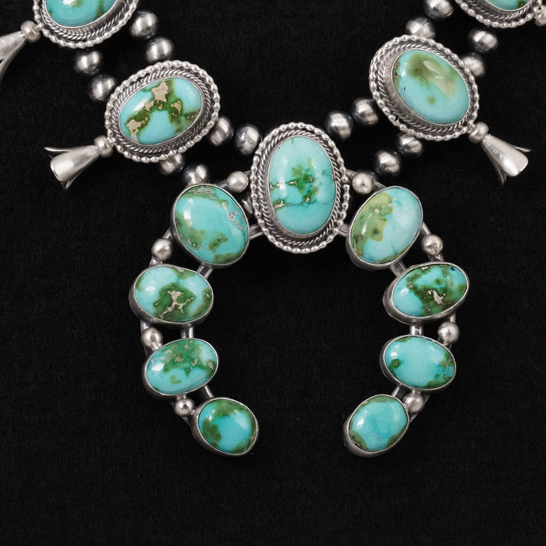 Darrin Livingston Turquoise & Sterling Silver Squash Blossom Set