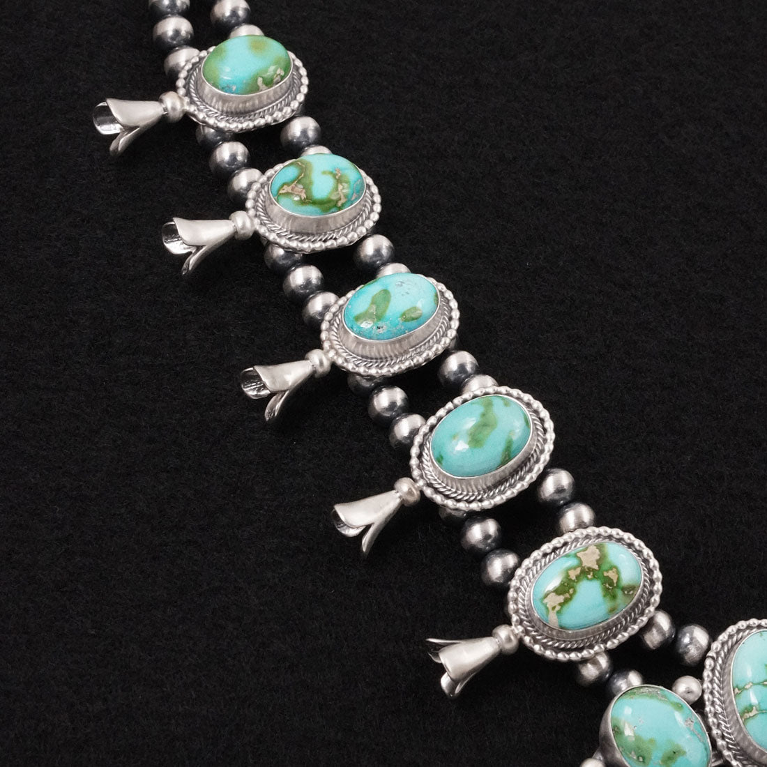Darrin Livingston Turquoise & Sterling Silver Squash Blossom Set