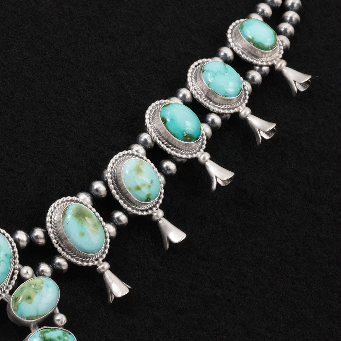 Darrin Livingston Turquoise & Sterling Silver Squash Blossom Set