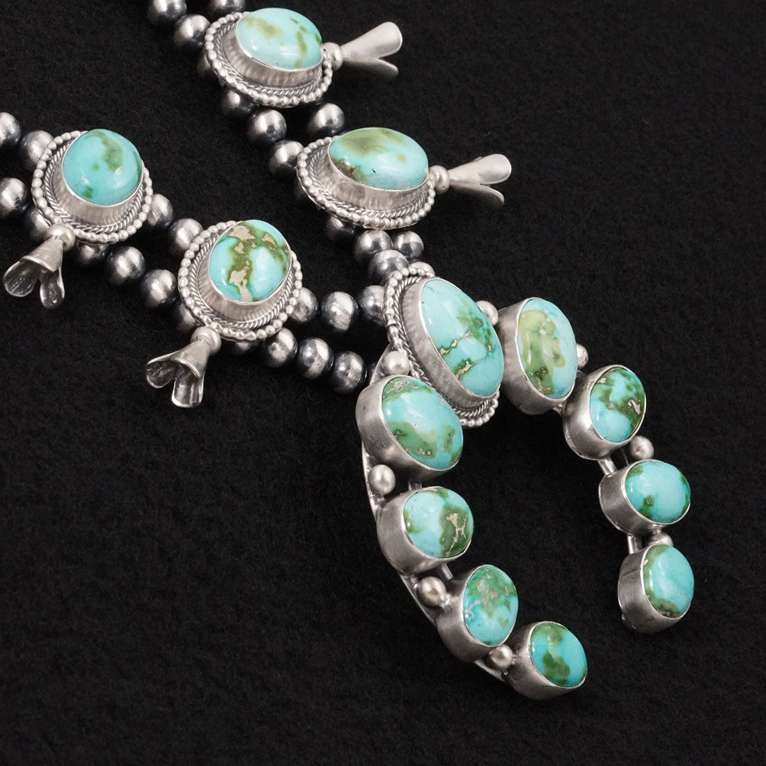 Darrin Livingston Turquoise & Sterling Silver Squash Blossom Set
