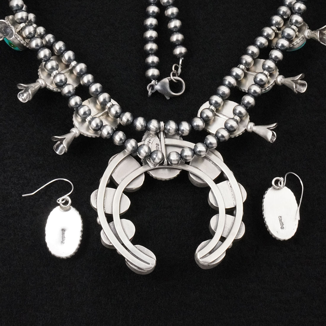 Darrin Livingston Turquoise & Sterling Silver Squash Blossom Set