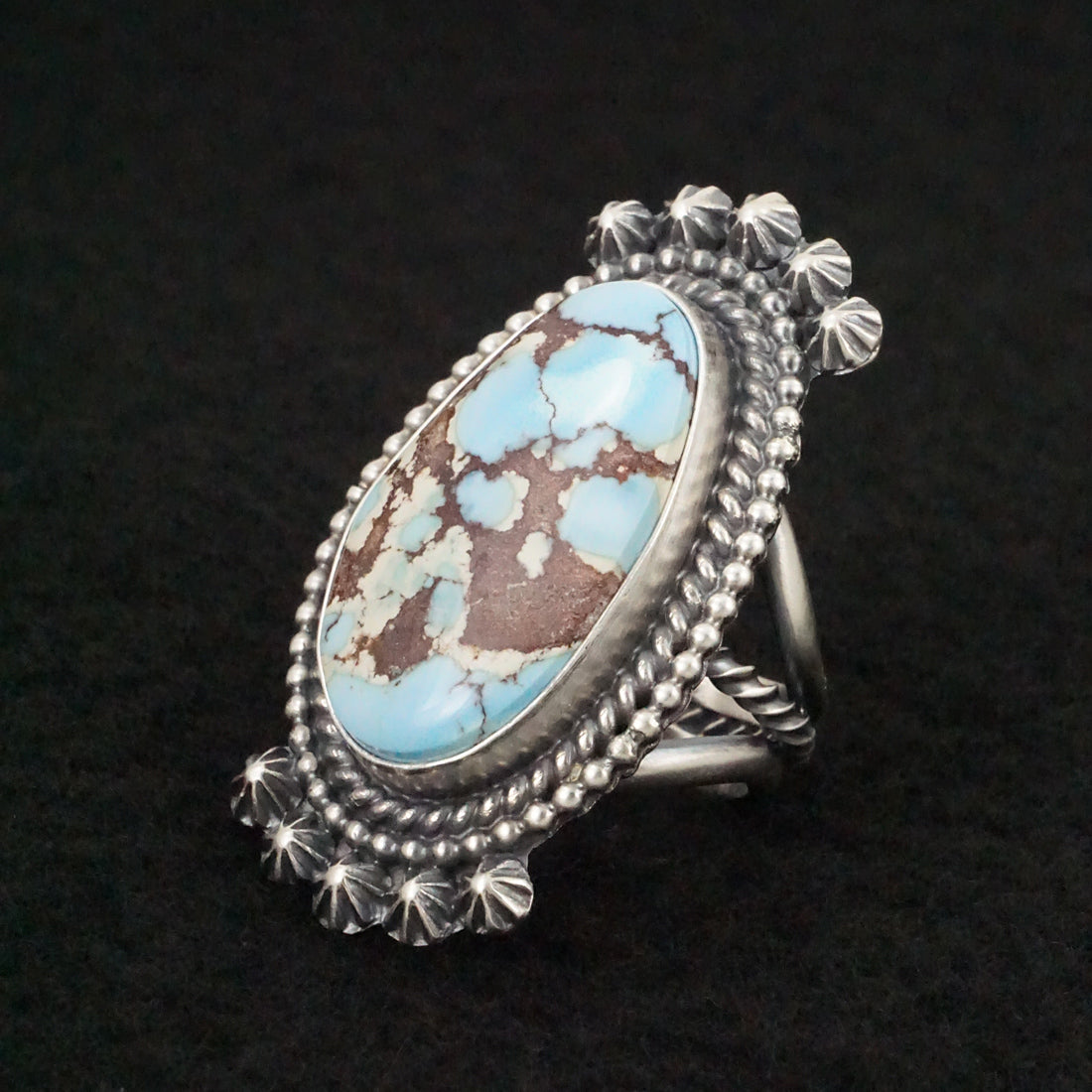 Raymond Delgarito Turquoise & Sterling Silver Ring Size 7.5