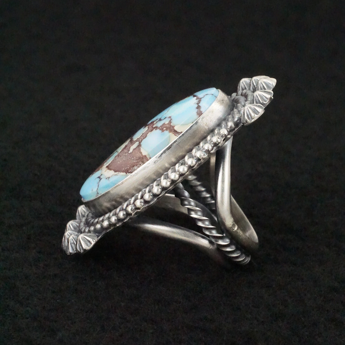 Raymond Delgarito Turquoise & Sterling Silver Ring Size 7.5