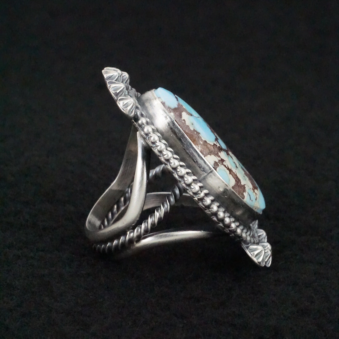 Raymond Delgarito Turquoise & Sterling Silver Ring Size 7.5