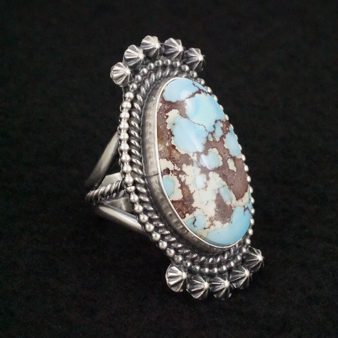 Raymond Delgarito Turquoise & Sterling Silver Ring Size 7.5