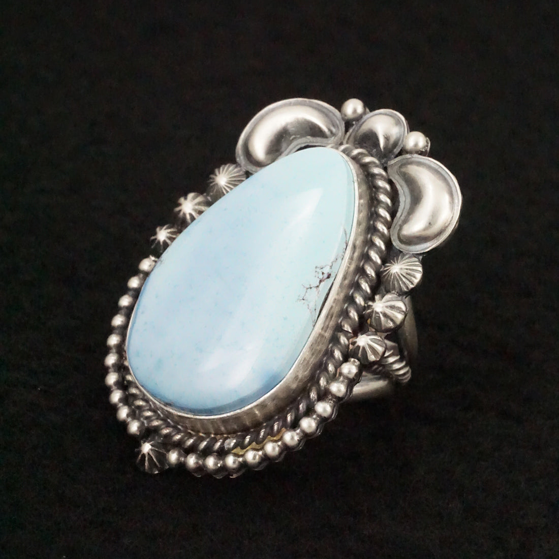 Raymond Delgarito Turquoise & Sterling Silver Ring Size 7.25