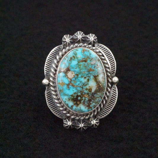 Raymond Delgarito Turquoise & Sterling Silver Ring Size 7.5