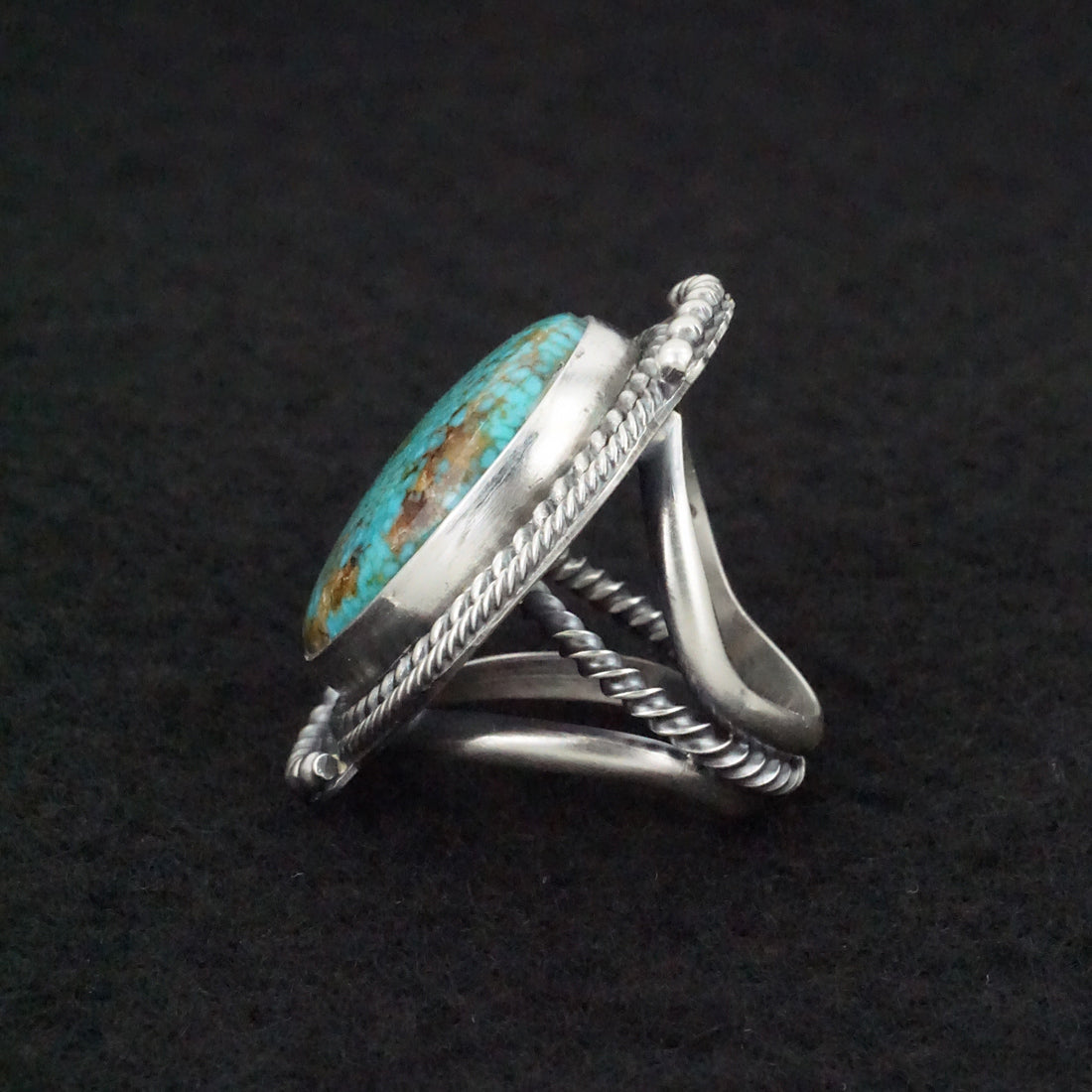 Raymond Delgarito Turquoise & Sterling Silver Ring Size 5.5