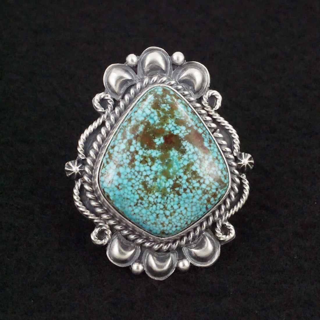 Raymond Delgarito Turquoise & Sterling Silver Ring Size 6.5