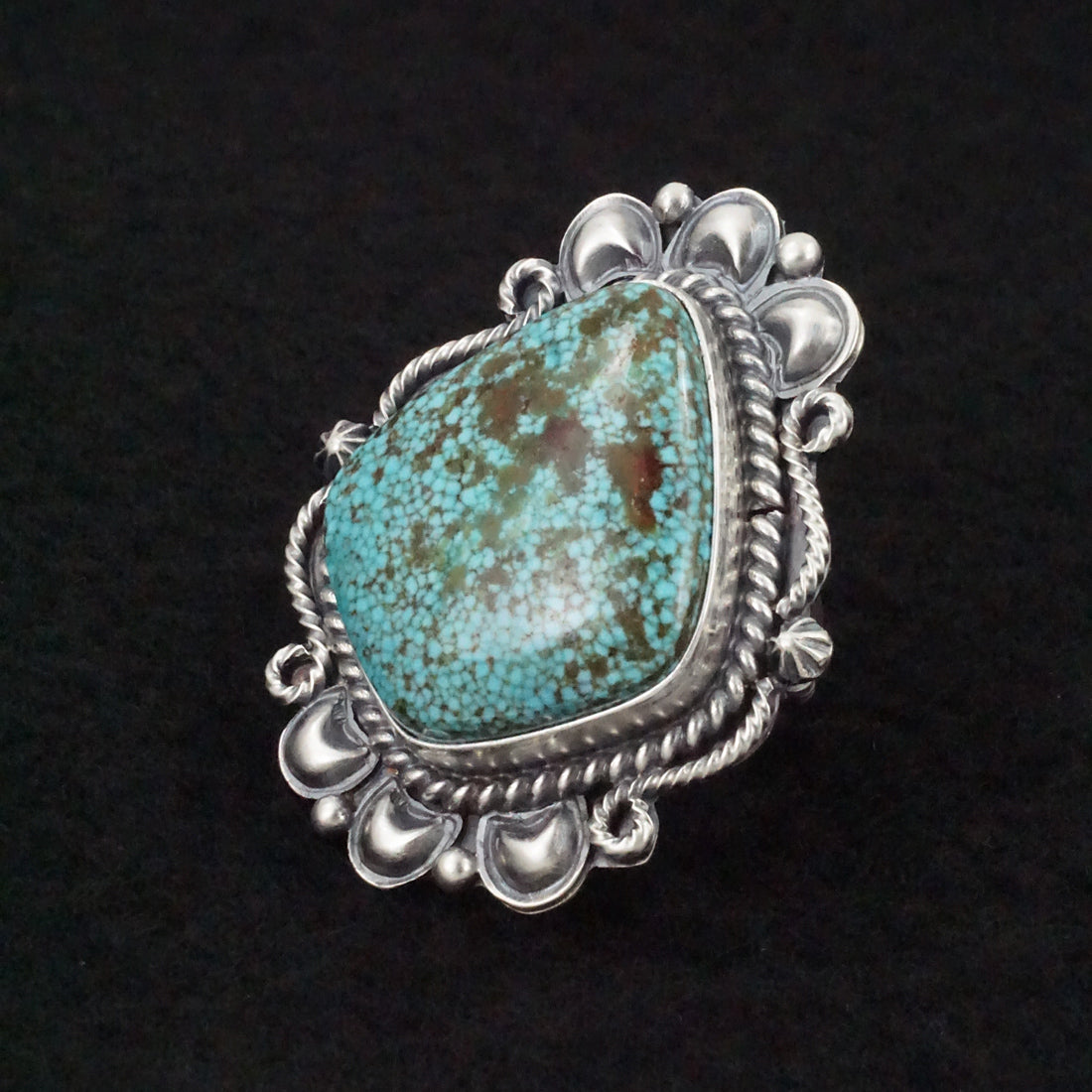 Raymond Delgarito Turquoise & Sterling Silver Ring Size 6.5