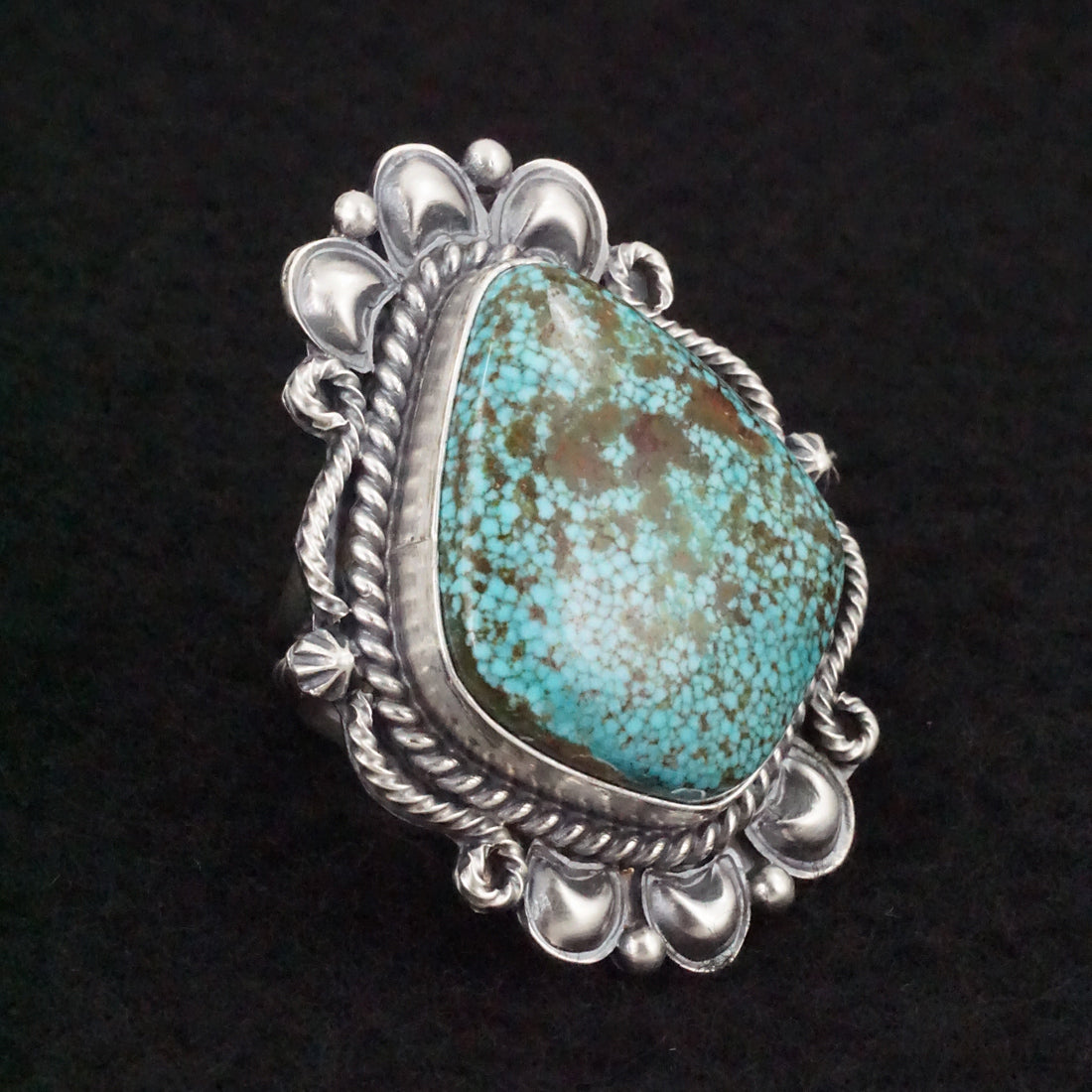 Raymond Delgarito Turquoise & Sterling Silver Ring Size 6.5