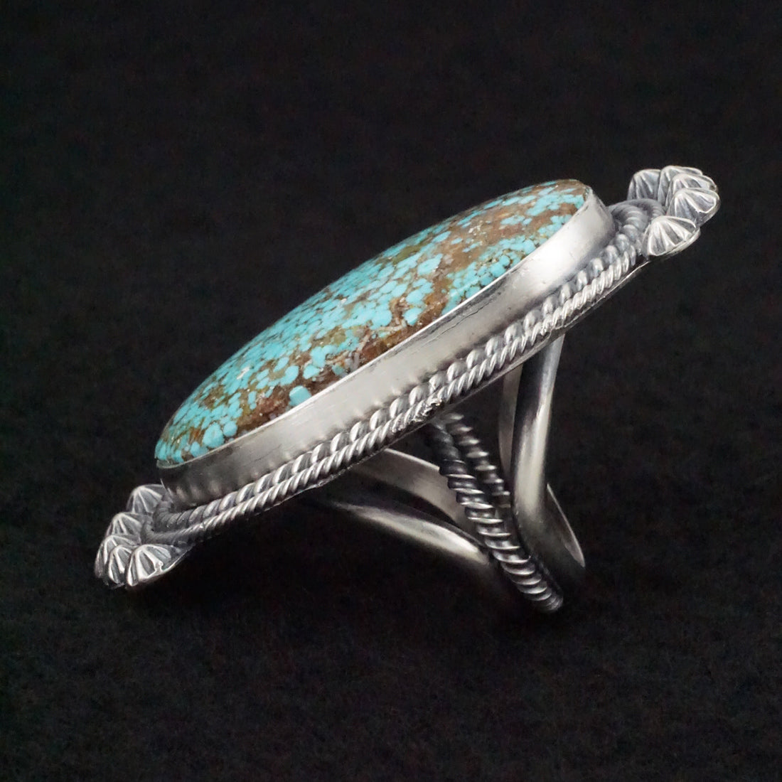 Raymond Delgarito Turquoise & Sterling Silver Ring Size 6.5