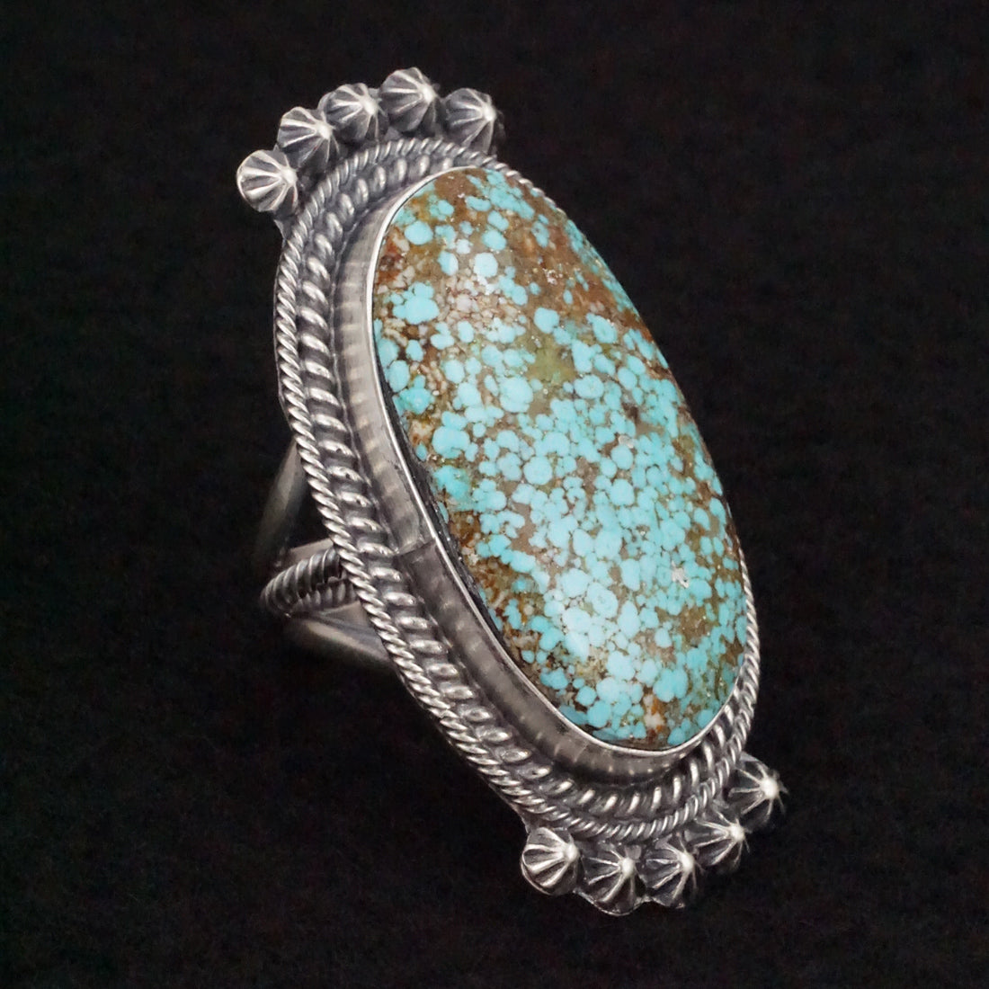 Raymond Delgarito Turquoise & Sterling Silver Ring Size 6.5