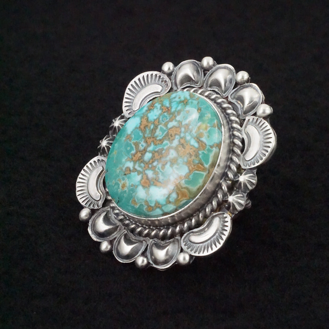 Raymond Delgarito Turquoise & Sterling Silver Ring Size 5.5