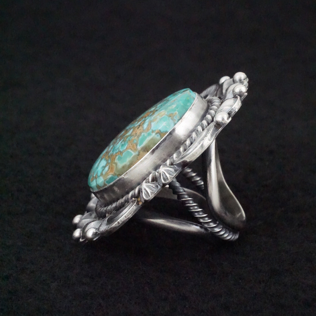 Raymond Delgarito Turquoise & Sterling Silver Ring Size 5.5