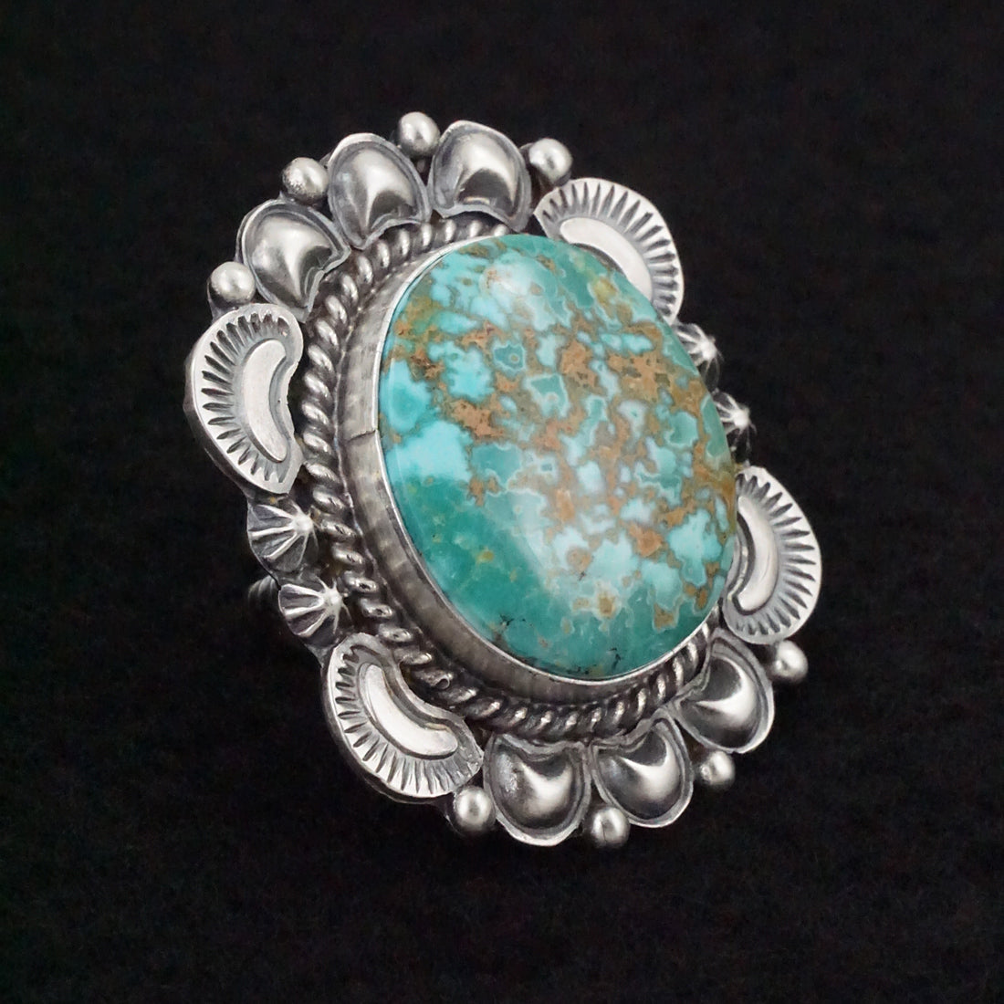 Raymond Delgarito Turquoise & Sterling Silver Ring Size 5.5