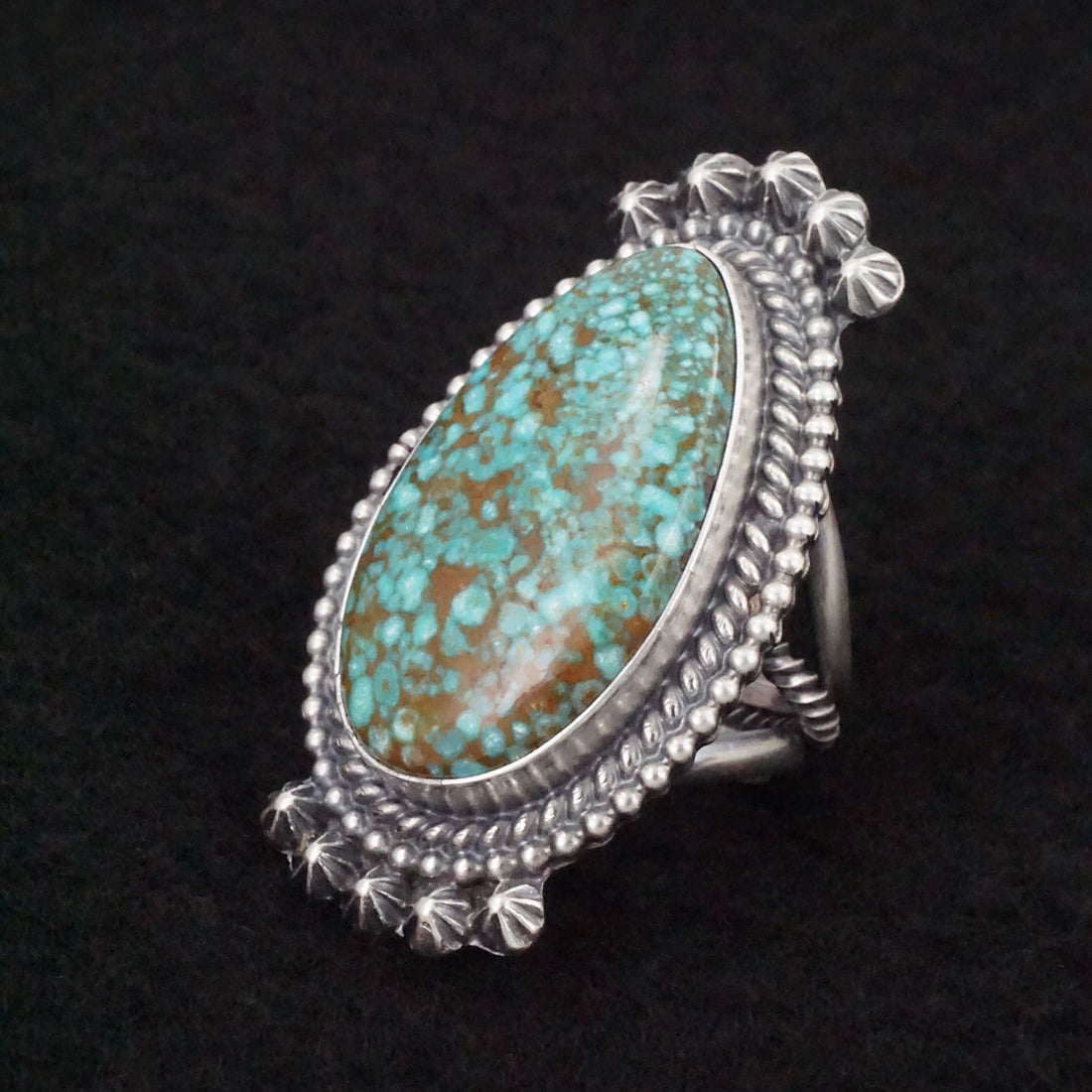 Raymond Delgarito Turquoise & Sterling Silver Ring Size 6.5