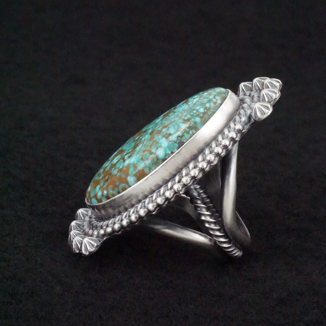 Raymond Delgarito Turquoise & Sterling Silver Ring Size 6.5