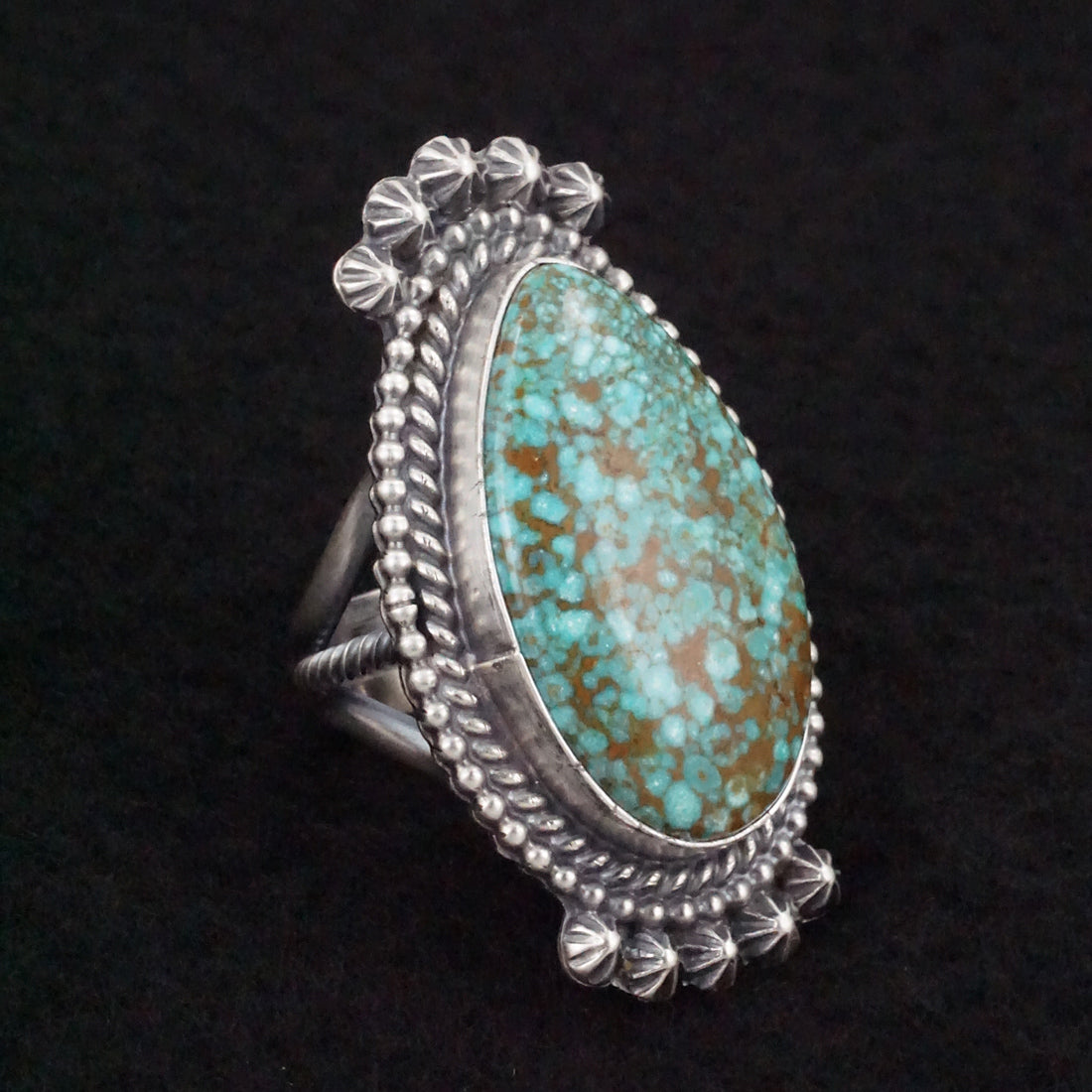 Raymond Delgarito Turquoise & Sterling Silver Ring Size 6.5