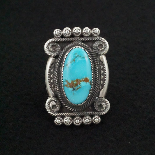 Calvin Martinez Turquoise & Sterling Silver Ring Size 7.5