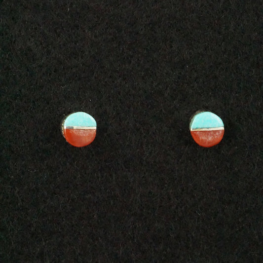 Rowena Laweka Turquoise, Coral & Sterling Silver Earrings