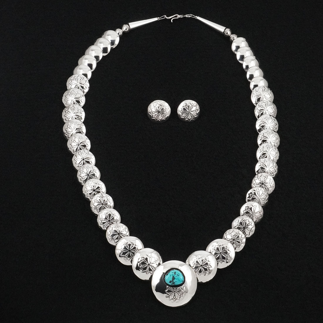 Tim Thompson Turquoise & Sterling Silver Necklace & Earrings Set