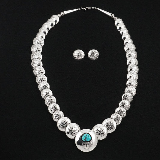 Tim Thompson Turquoise & Sterling Silver Necklace & Earrings Set