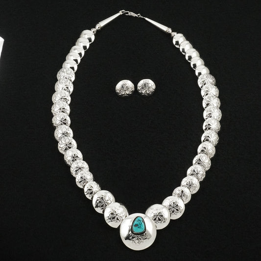 Tim Thompson Turquoise & Sterling Silver Necklace & Earrings Set
