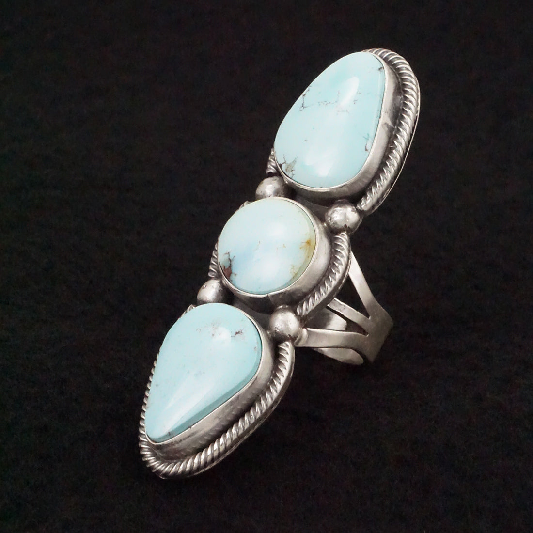 Bobby Johnson Turquoise & Sterling Silver Ring Size 8.5