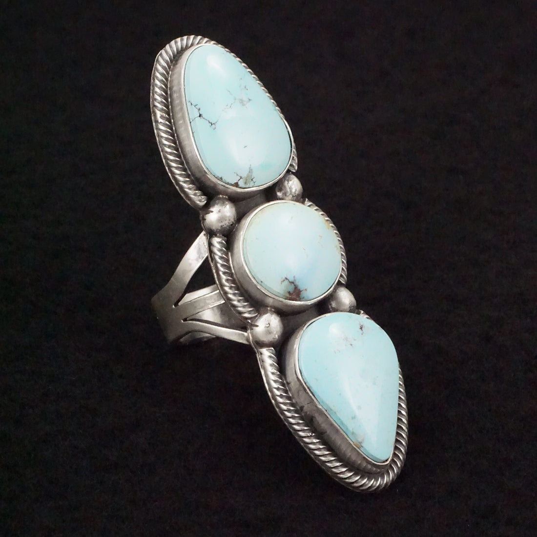 Bobby Johnson Turquoise & Sterling Silver Ring Size 8.5