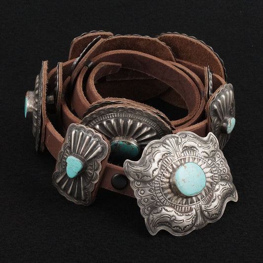 Dan Morgan Turquoise & Sterling Silver Concho Belt