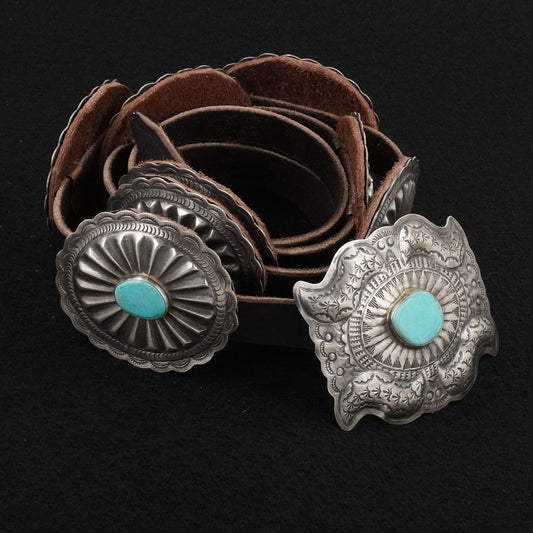 Dan Morgan Turquoise & Sterling Silver Concho Belt