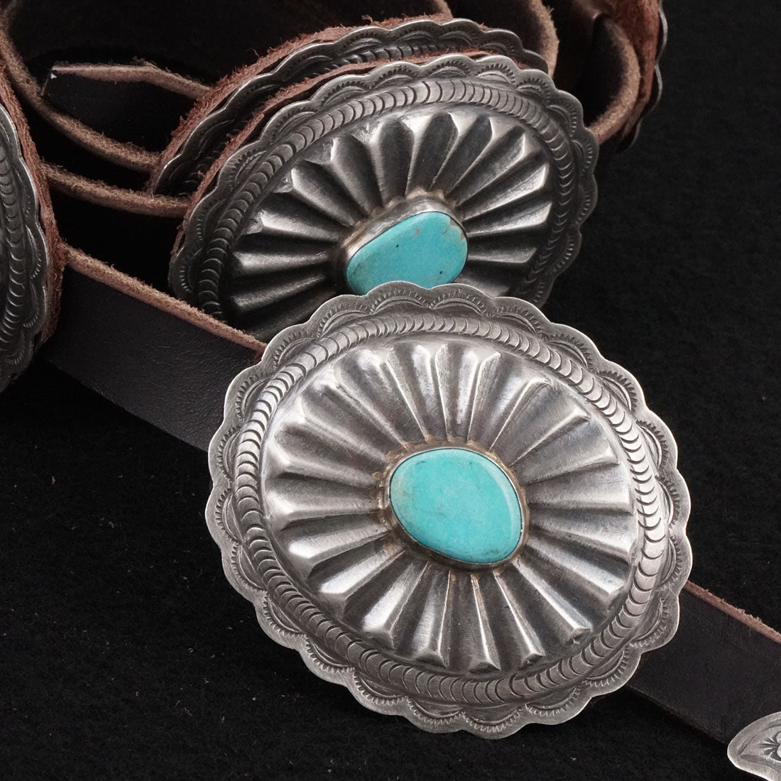 Dan Morgan Turquoise & Sterling Silver Concho Belt