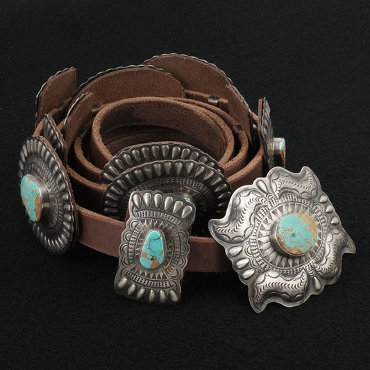 Dan Morgan Turquoise & Sterling Silver Concho Belt