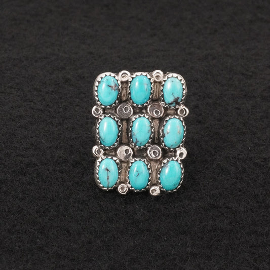 Priscilla Reeder Turquoise & Sterling Silver Ring Size 8