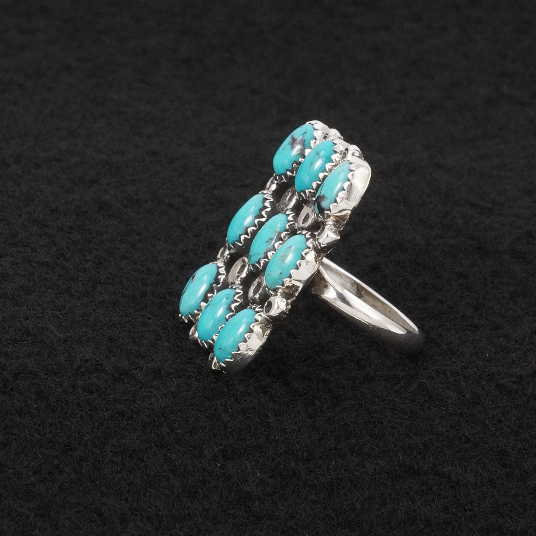 Priscilla Reeder Turquoise & Sterling Silver Ring Size 8