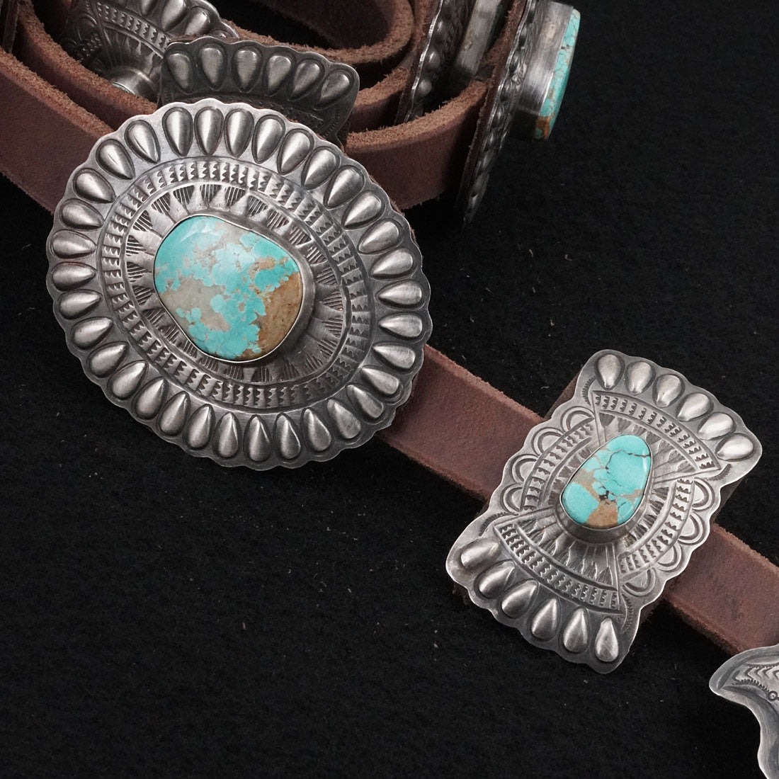 Dan Morgan Turquoise & Sterling Silver Concho Belt