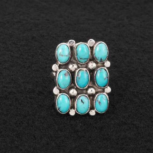 Priscilla Reeder Turquoise & Sterling Silver Ring Size 7.5