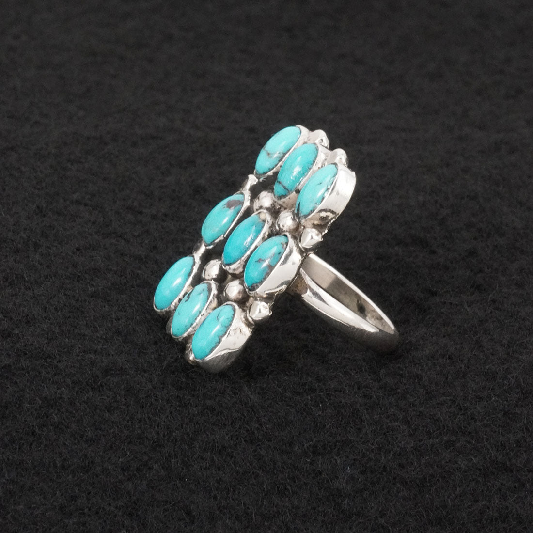 Priscilla Reeder Turquoise & Sterling Silver Ring Size 7.5