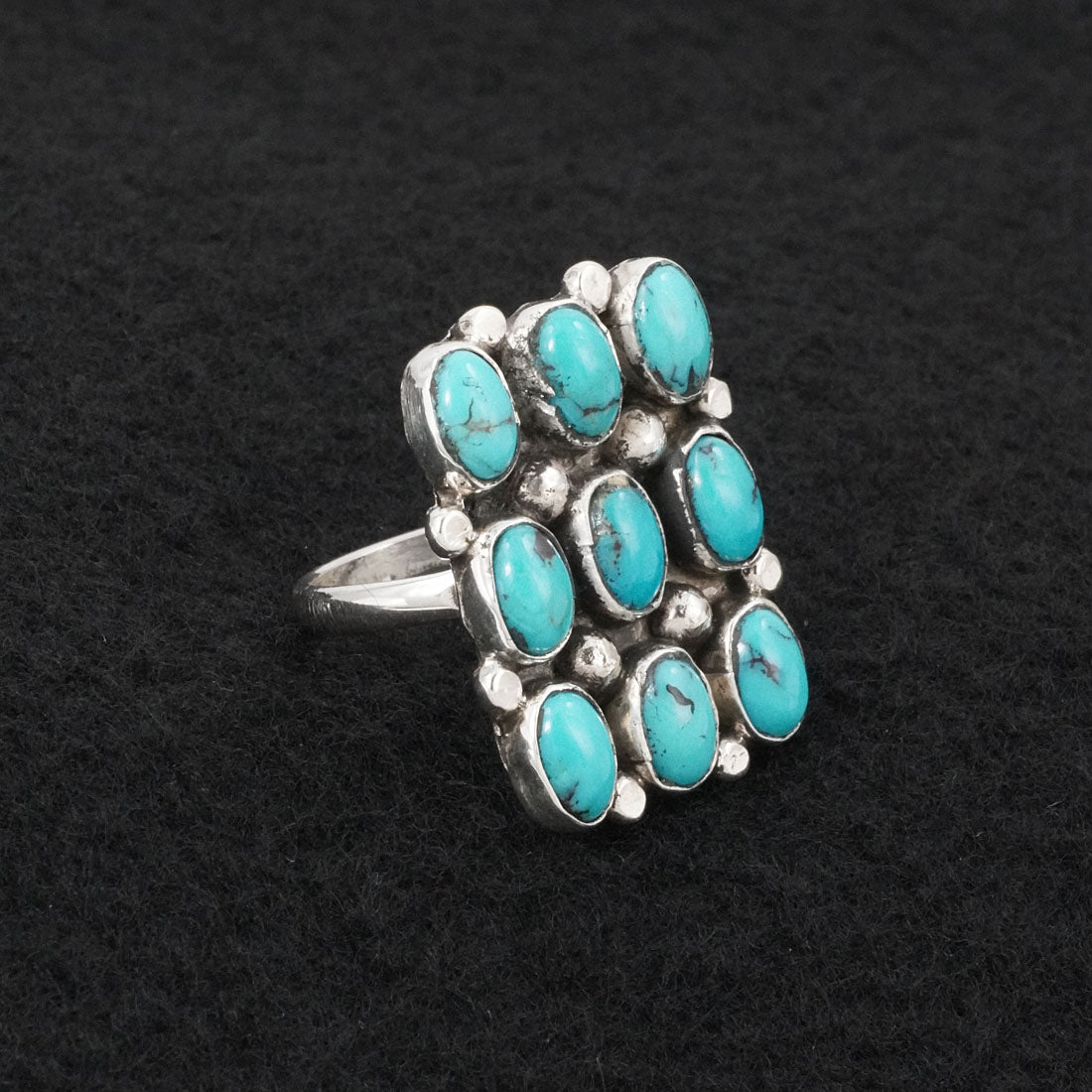 Priscilla Reeder Turquoise & Sterling Silver Ring Size 7.5