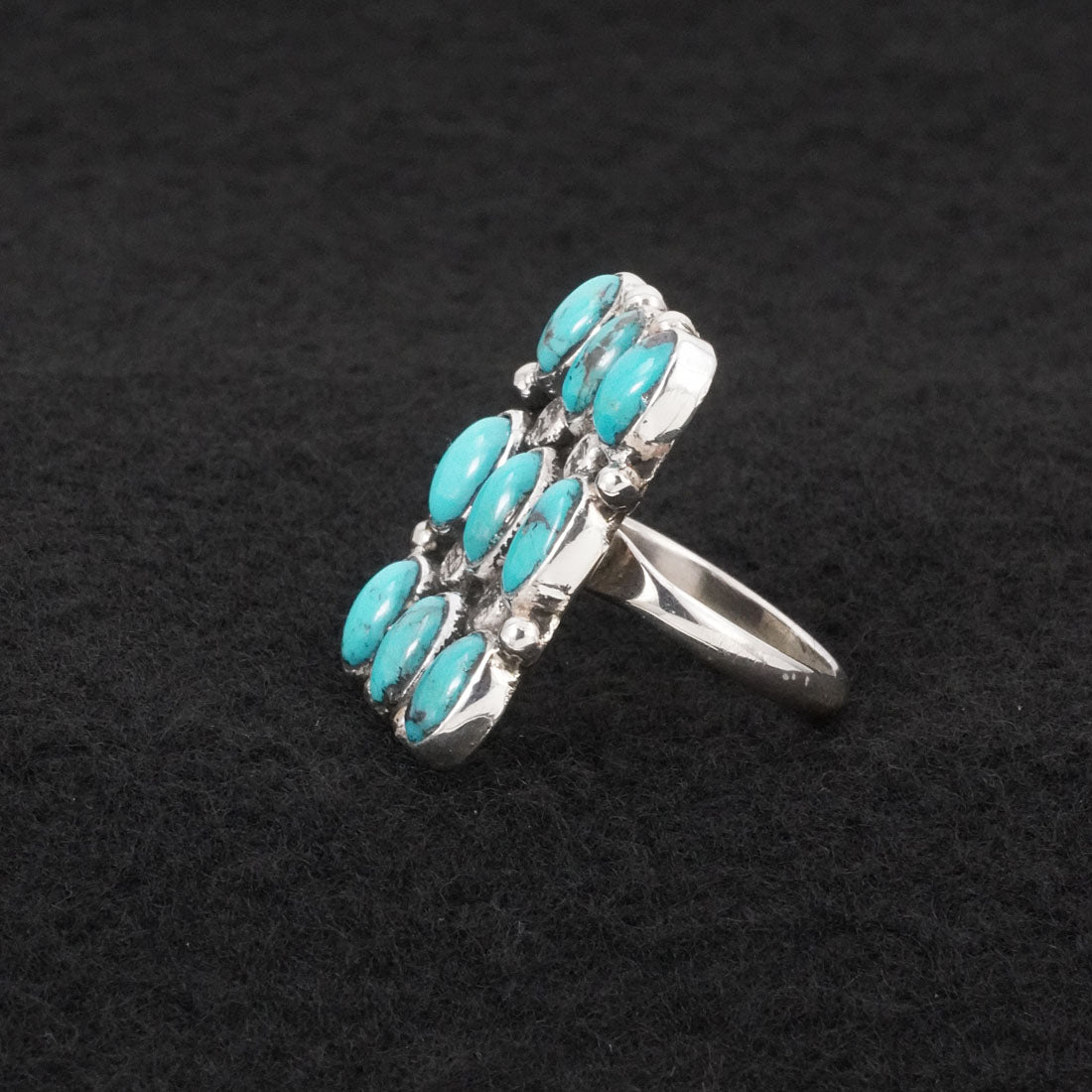 Priscilla Reeder Turquoise & Sterling Silver Ring Size 7.5