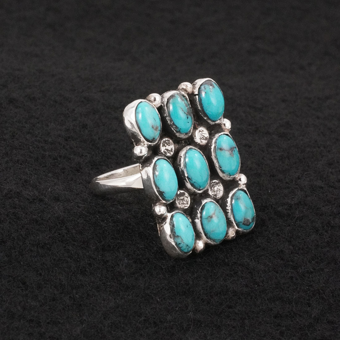 Priscilla Reeder Turquoise & Sterling Silver Ring Size 7.5