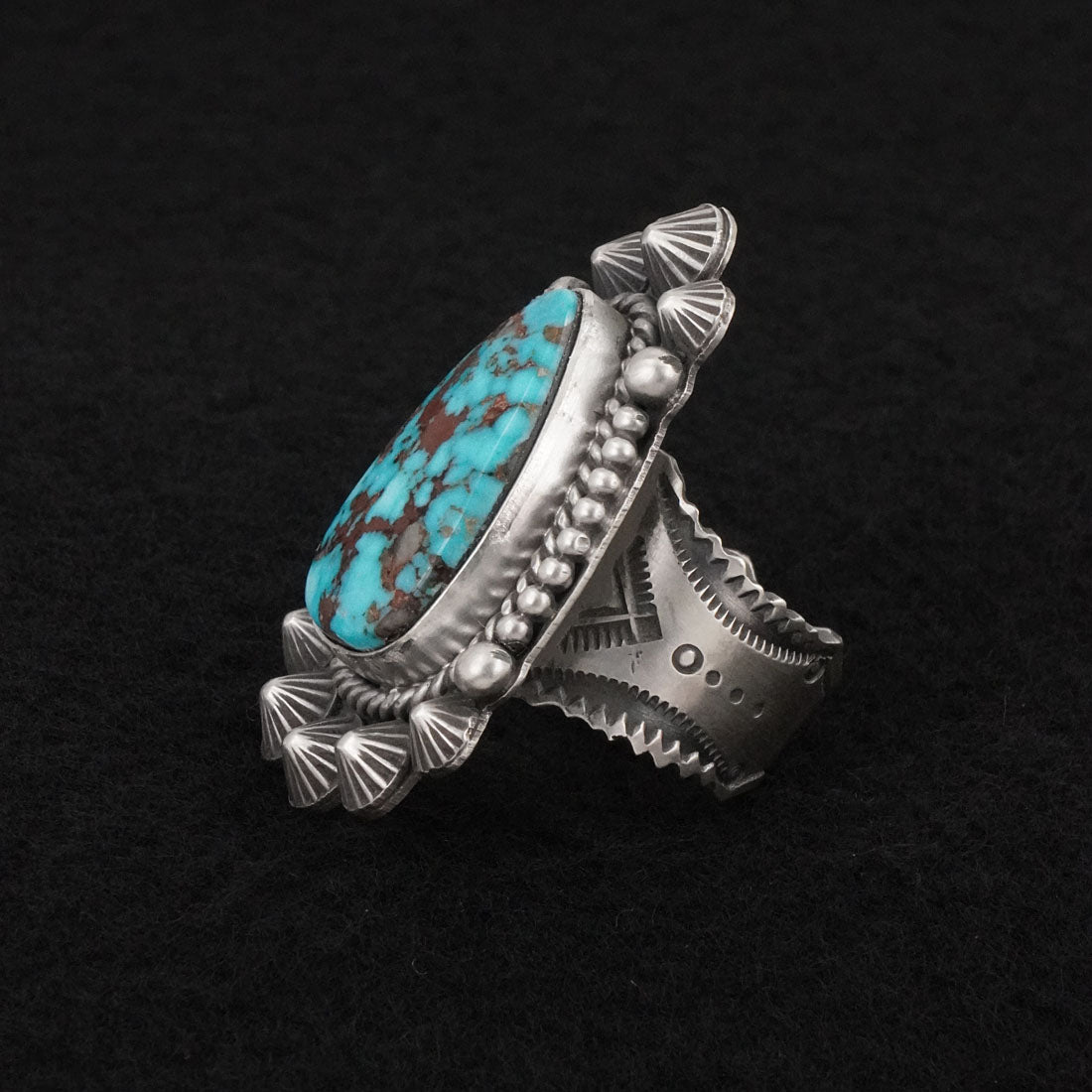 Michael Calladitto Turquoise & Sterling Silver Ring Size 10