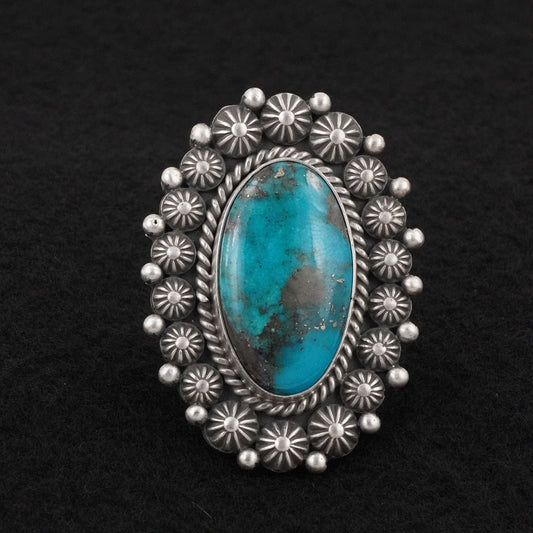 Michael Calladitto Turquoise & Sterling Silver Ring Size 10