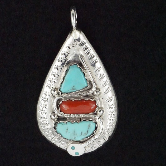 Joy Calavaza Turquoise, Coral & Sterling Silver Pendant