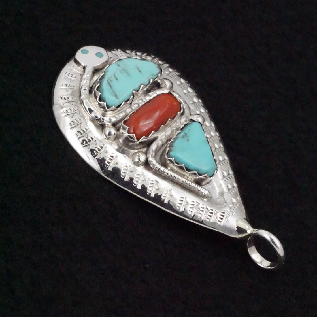 Joy Calavaza Turquoise, Coral & Sterling Silver Pendant