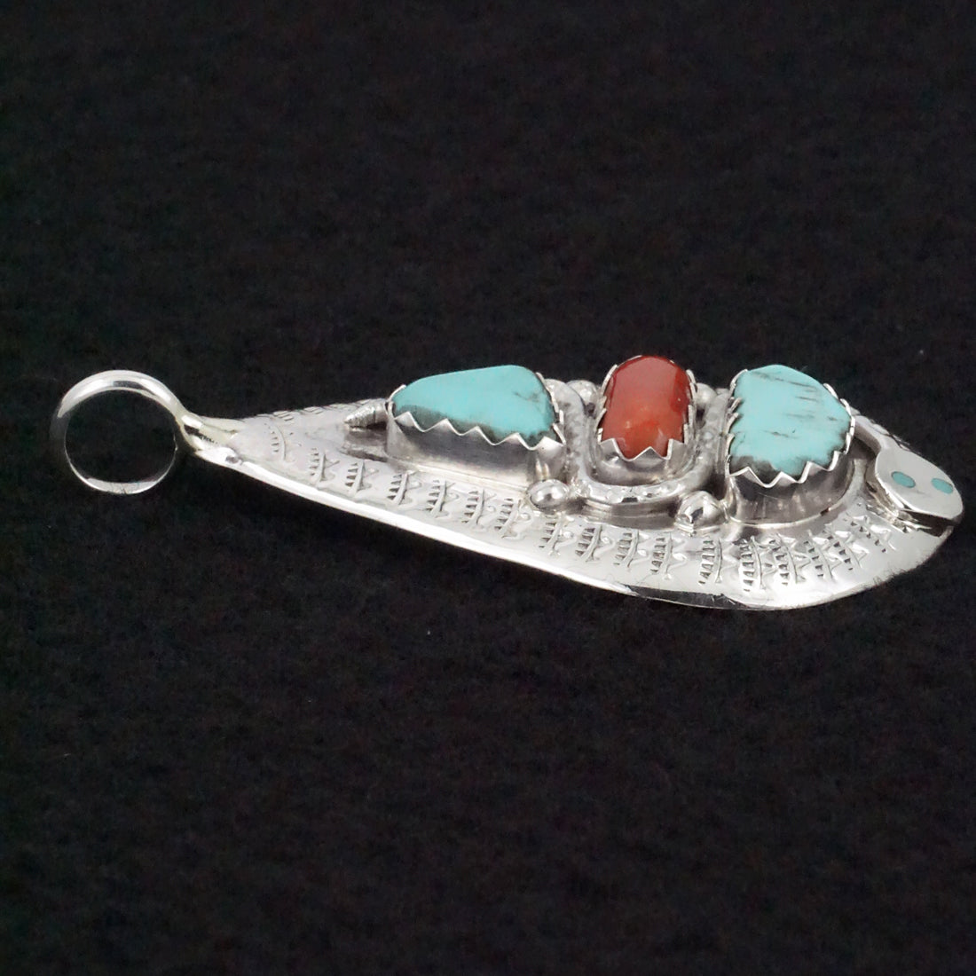 Joy Calavaza Turquoise, Coral & Sterling Silver Pendant