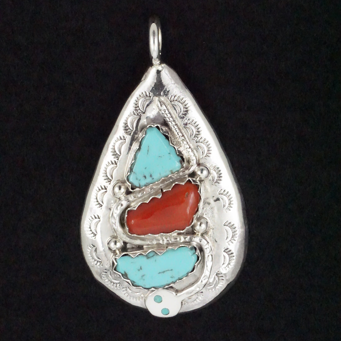 Joy Calavaza Turquoise, Coral & Sterling Silver Pendant