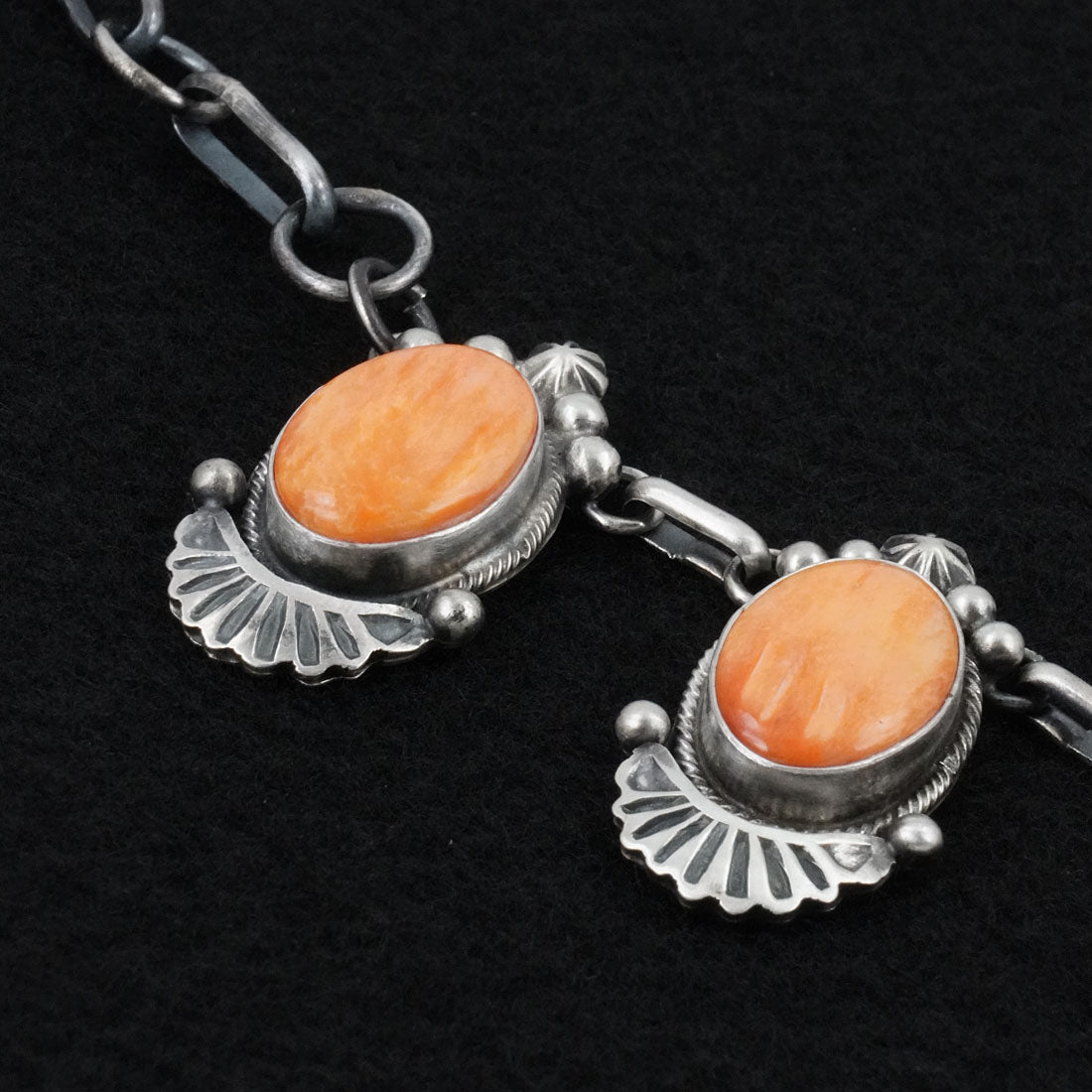 Paul Livingston Spiny Oyster & Sterling Silver Necklace Set