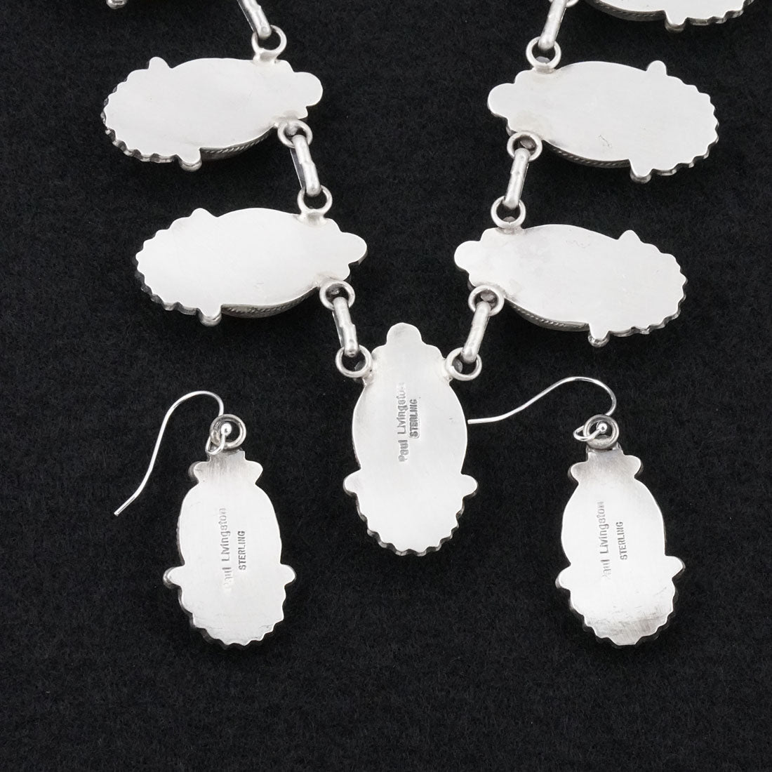 Paul Livingston Spiny Oyster & Sterling Silver Necklace Set